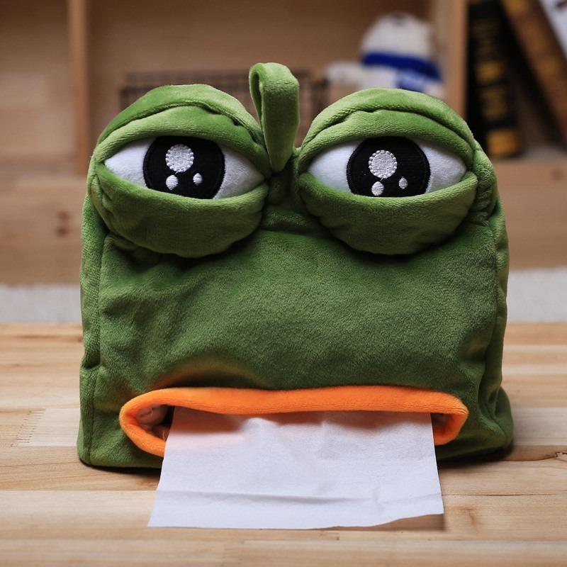 Neuheit Wohnaccessoires Cartoon Trauriger Pepe Frosch Anime Plüsch Taschentuchbox Kreative Puppe Plüschtier Lustiges Spielzeug Traurige Froschpuppe