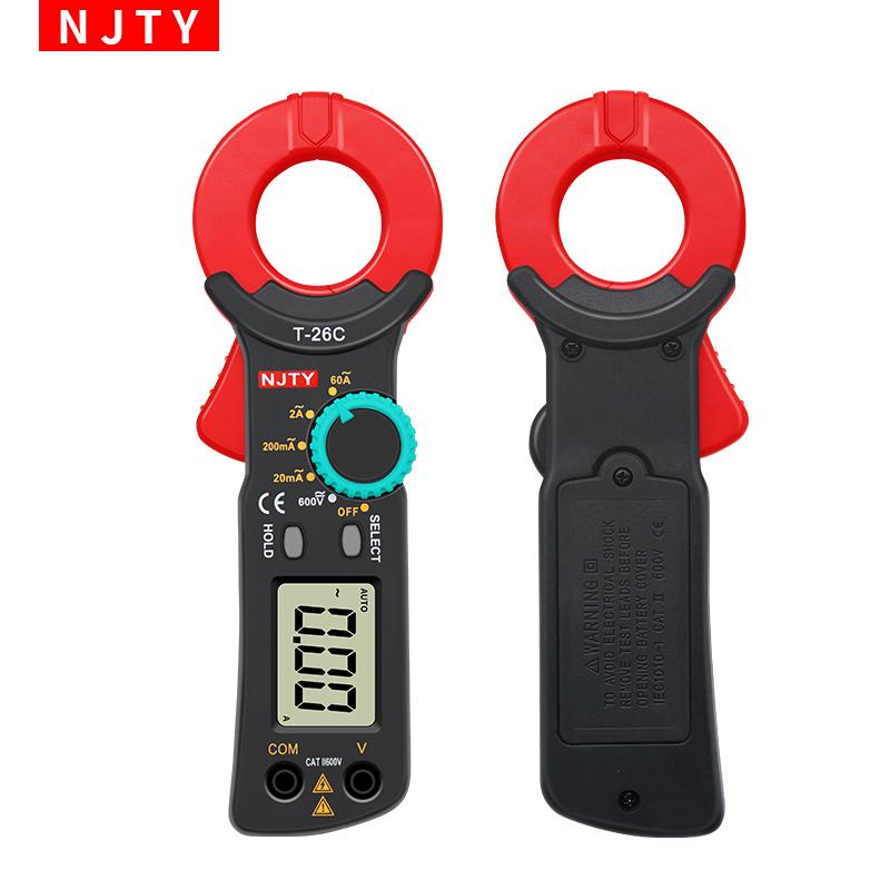NJTY T-26C Digital Clamp Meter Professional Leakage Current Test 20mA~60A Leakage Detection precision current 0.01A Auto Range