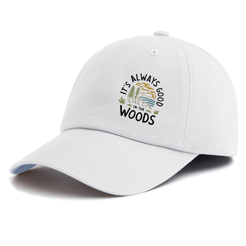 1pc GOOD IN THE WOOD Print Baseball Cap for Adults,Minimalist Retro Style Casual Soft Adjustable Dad Hat,Perfect As Gift