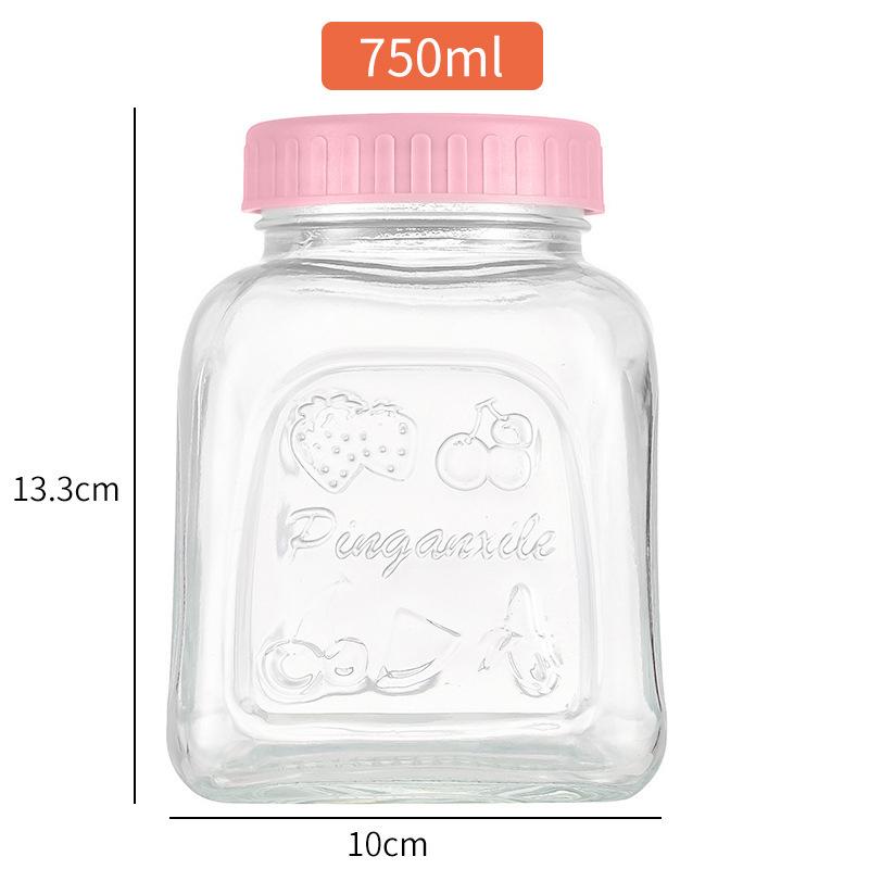 Macaron Color Series Glass Storage Jar - Sealed Container for Candy, Dried Fruit, Honey