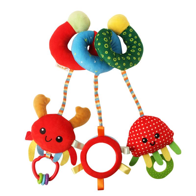 Infant Stroller Toy,Baby Car Seat Toys for Infant Bed Stroller Suitable Pram Crib Plush for Kids Spiral Activity Toy with Rattles and BB Squeaker