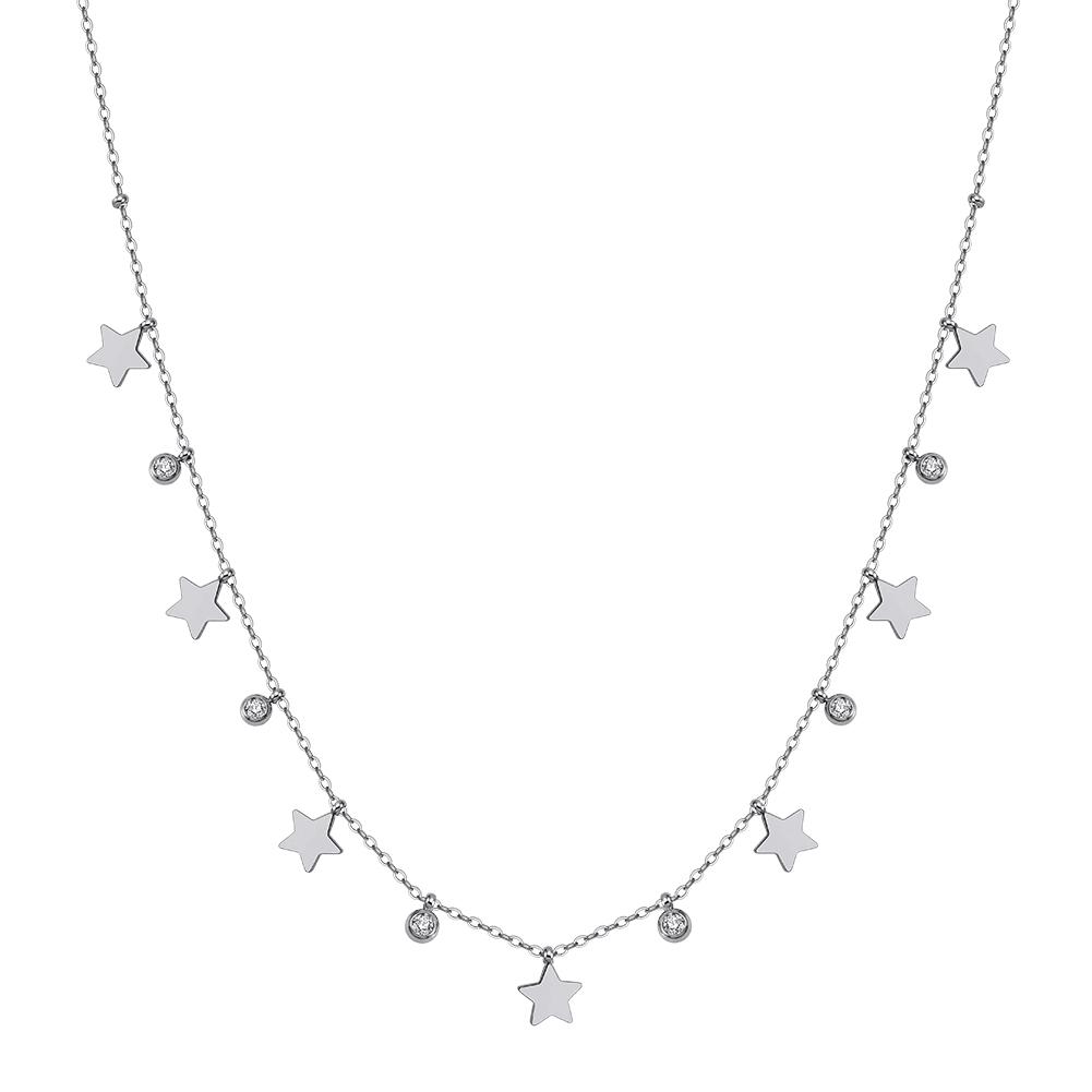 

EFFIE QUEEN Stainless Steel Simple Zircon Star Heart Necklace Waterproof Metal Heart Star CZ Collar Choker Chain Jewelry STKN26