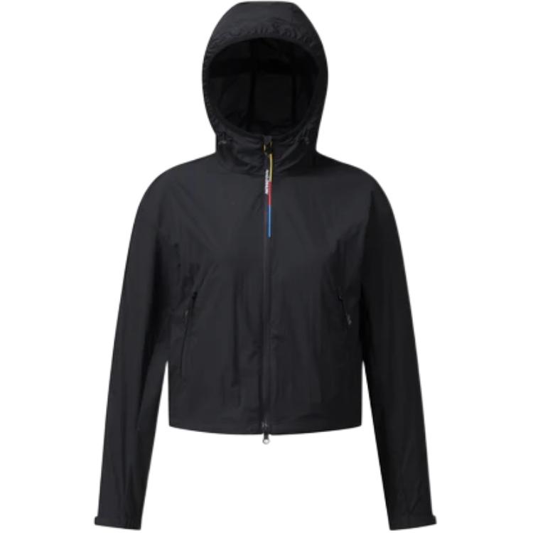 SALOMON Solid Color Zip Long Sleeve Hooded Jacket Women Jackets Black C-28217