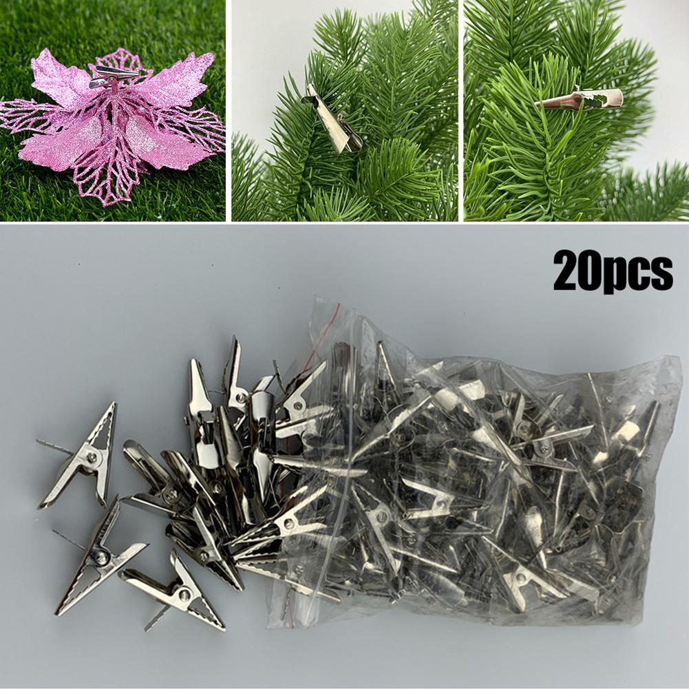 Xmas Tool Clips 20Pcs Alloy Christmas Decorative Flower Clip