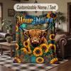 Herbal Garden Theme Throw Blanket Custom Name Text Personalized Blanket Soft Cozy Blanket for Home Sofa Bed
