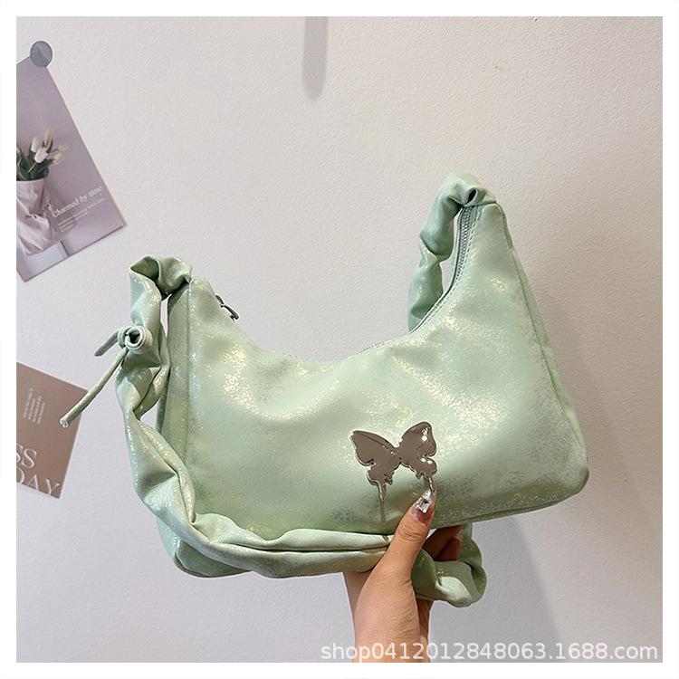 Korean version ins pleated armpit bag 2025 new design sense niche messenger bag super fire butterfly commuter shoulder bag