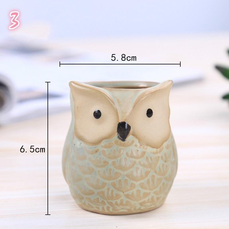 1Pc Personality Succulents Flower Pot Owl Animal Small Flower Pot Creative Cute Thumb Pot Ceramic Hole