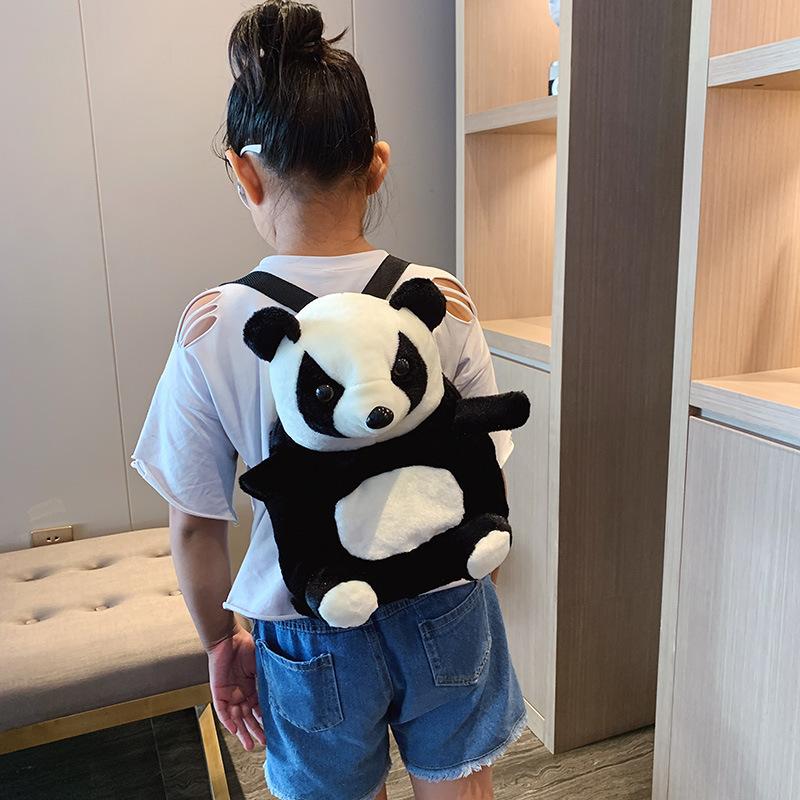 Girl Cartoon Panda Double Shoulder Backpack children's plush doll school bag women bag kindergarten school bag