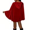 1Pc Velvet Hooded Cape, Halloween Cloak Robe Unisex Witch And Elf Cosplay Accessory Suitable For Costume Masquerades, Devil And Vampire Dark Outfits