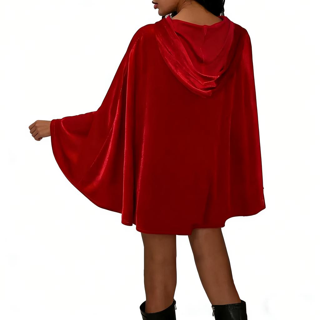1Pc Velvet Hooded Cape, Halloween Cloak Robe Unisex Witch And Elf Cosplay Accessory Suitable For Costume Masquerades, Devil And Vampire Dark Outfits