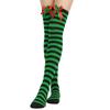 Striped Stockings For Women Over The Knee Long Socks Christmas Green Red Bowknot Long Socks Female Leg Stocking