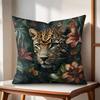 Leopard Kranz Kunst Kissenbezug Natürlicher Leinen Bio-Stoff Beidseitiger Druck Sofakissenbezüge Heimdeko Geschenk