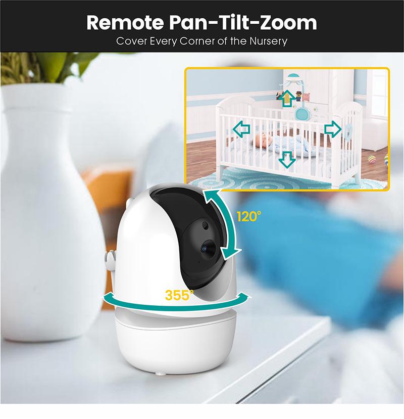 4.3-inch Wireless Baby Monitor with PTZ Rotation, Room Temperature Detection, Two-way Talk & Lullaby