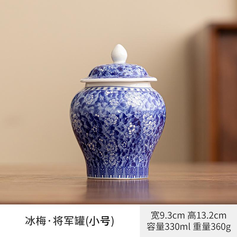 Creative Blue and White Porcelain Tea Canister Moisture-Proof Sealed Storage Jar Artistic Floral Ceramic Jar Storage Container