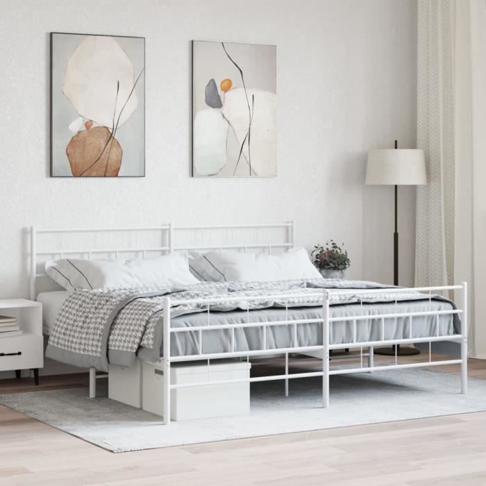 VidaXL Cadre de lit métal avec tête de lit-pied de lit blanc 200x200cm 355733