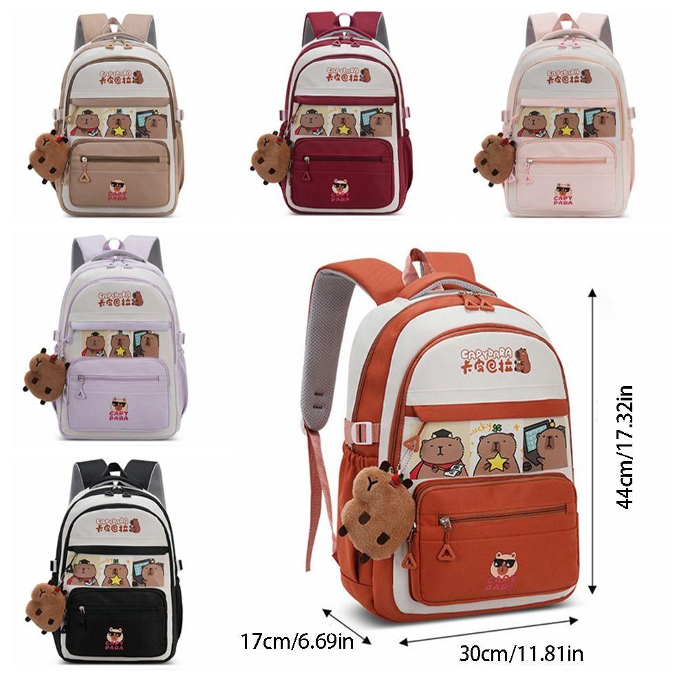 Cartoon Capybara Backpack Casual Style Casual Shoulder Bag Trendy School Bag  Travel