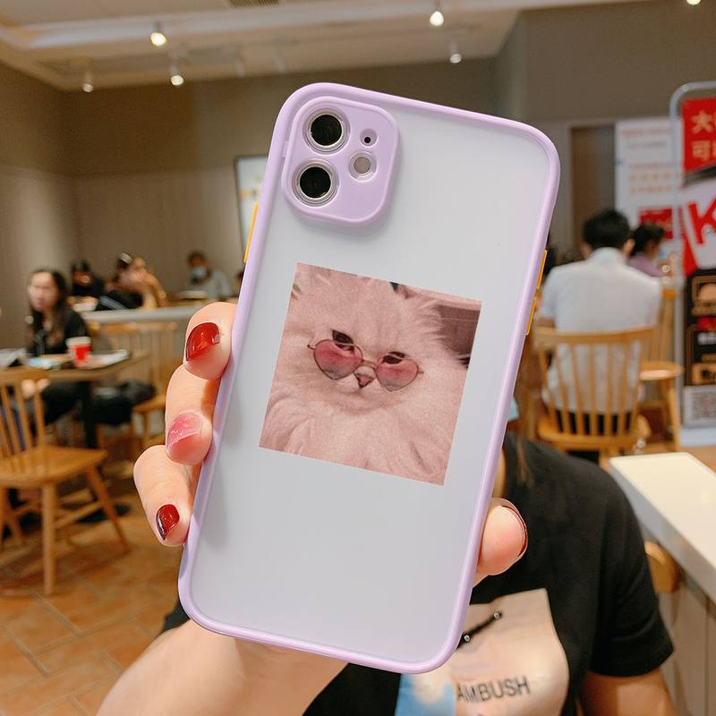Super cute cats dogs Bumper Phone Case For iphone12 11 Pro Max X XS Max XR 7 8 Plus 12mini Translucent Matte Shockproof Cover