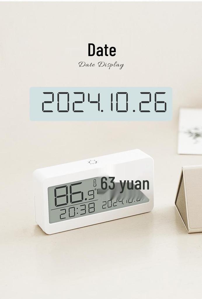 Silent LCD Desktop Alarm Clock with Temperature & Humidity Display