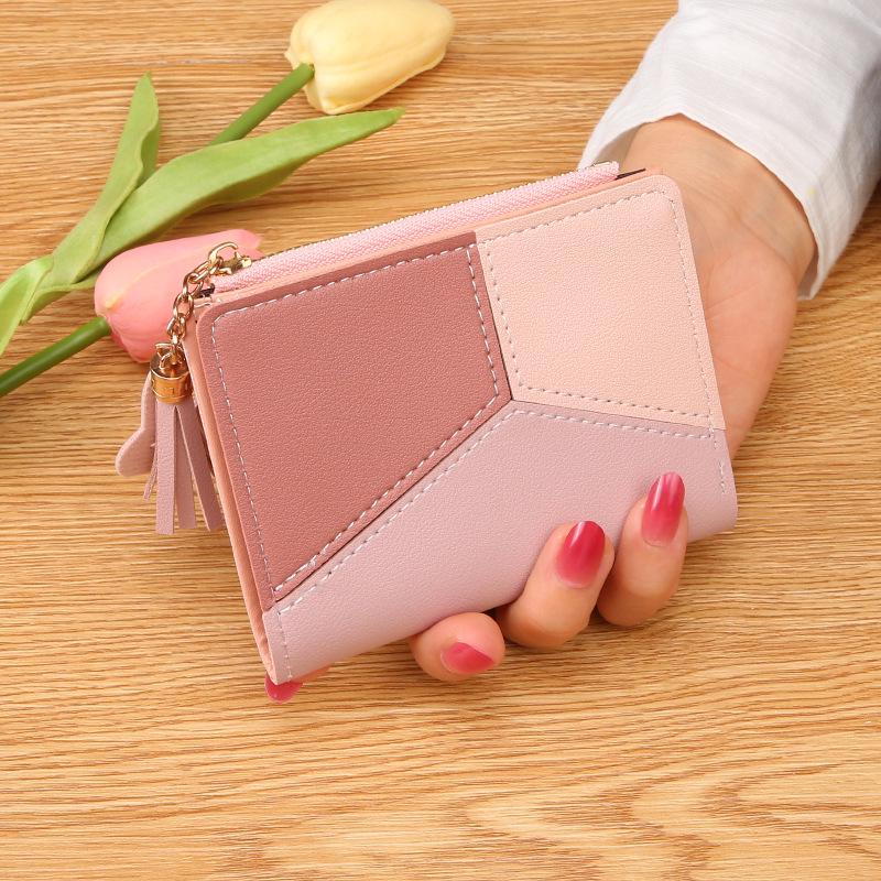 Women's Color Block Tassel Wallet - Versatile Korean Style Card and Coin Holder