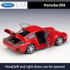 1/24 skala WELLY Porsche 959 aluminiowy Model samochodu Diecasts metalowe pojazdy zabawkowe Model samochodu wysoka kolekcja symulacyjna prezenty dla dzieci