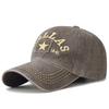 Pentagram Patch Washed Baseball Cap 1841 Embroidered Versatile Vintage Cap Faded Vintage Sun Cap