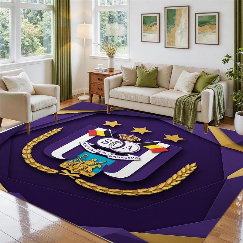 Anderlecht FC Design Crystal Velvet Rug Soft Decorative Mat for Bedroom Entrance