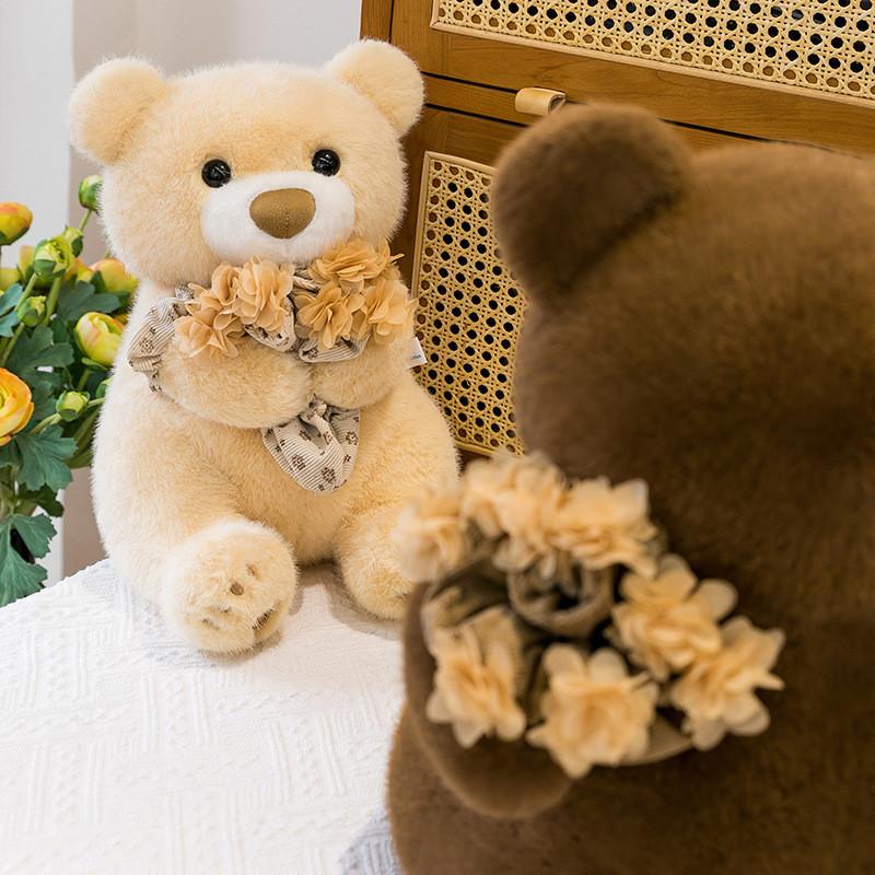 Teddy Bear Plush With Rose Decor Handmade Gift For Valentines And Friends
