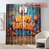 Set Of 2 Flat Printing Curtains Without Rod Birthday Hoops Polyester Easy Install Gifts Modern Made