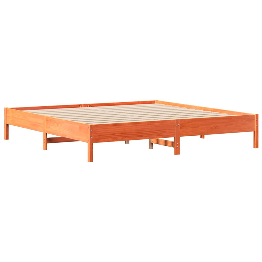 Vidaxl Bed Without Mattress, Waxed Brown, 200X200 Cm, Pine Wood