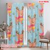 2pcs,2D Plane Printing Window Curtain Christmas Reindeer Day Versatile 100% Polyester (without Rod) Home Decor for Living Room &