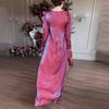 Women's Fashionable Casual Round Neck Long Sleeved Solid Color Dress