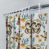 Animal Print Shower Curtain Kids Bathroom Decor Cartoon Giraffe Sloth Blue Yellow Flower Pattern Waterproof Bath Mat Set With Ri