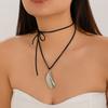 Elegante Halskette mit unregelmäßig gestreiftem Wassertropfen-Anhänger und verstellbarer Kette, Choker-Charm-Halsketten für modische Frauen