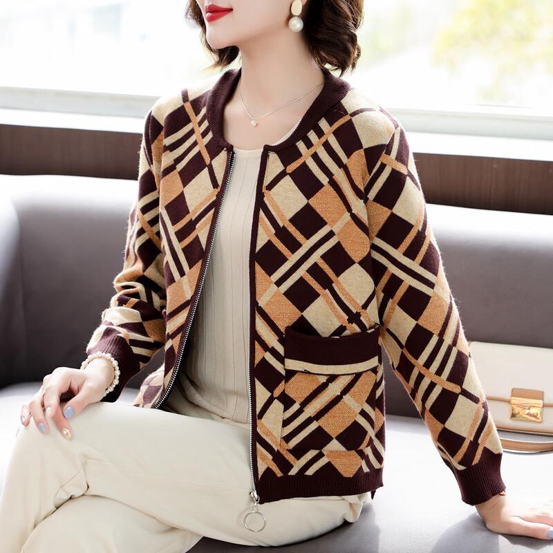 

Women s Plaid Knit Cardigan 3XL