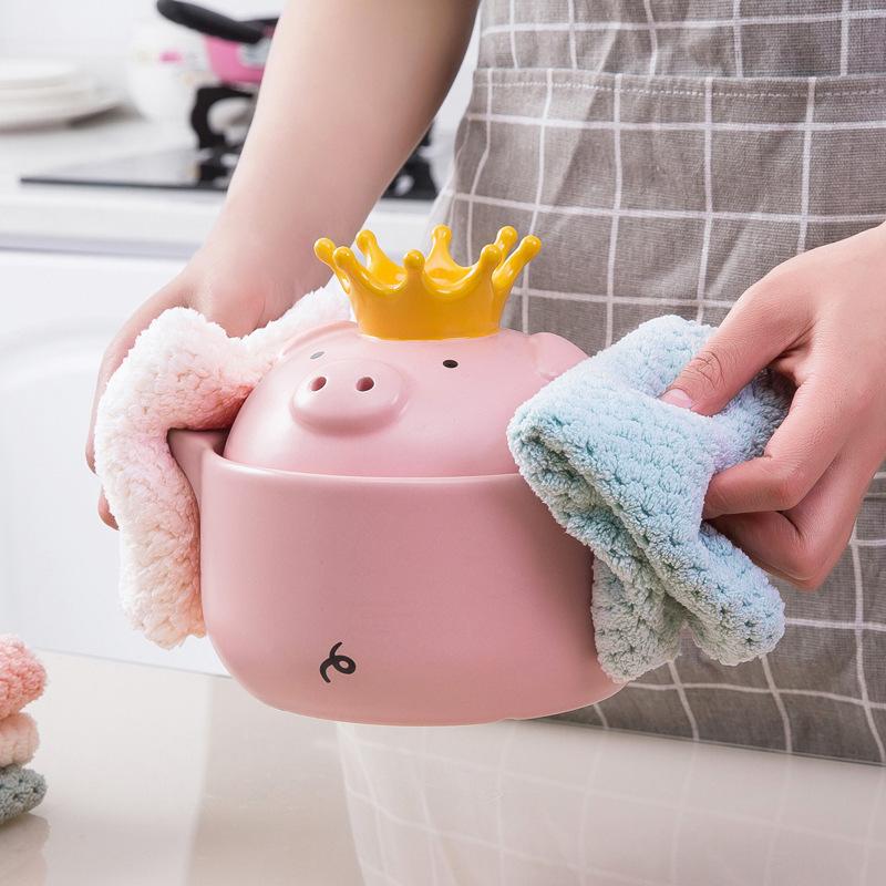 12 Stück doppelschichtige saugfähige Mikrofaser-Küchengeschirrtücher Antihaft-Öl-Haushalts-Reinigungstuch Wischtuch Home Kitchen Tool Staublappen