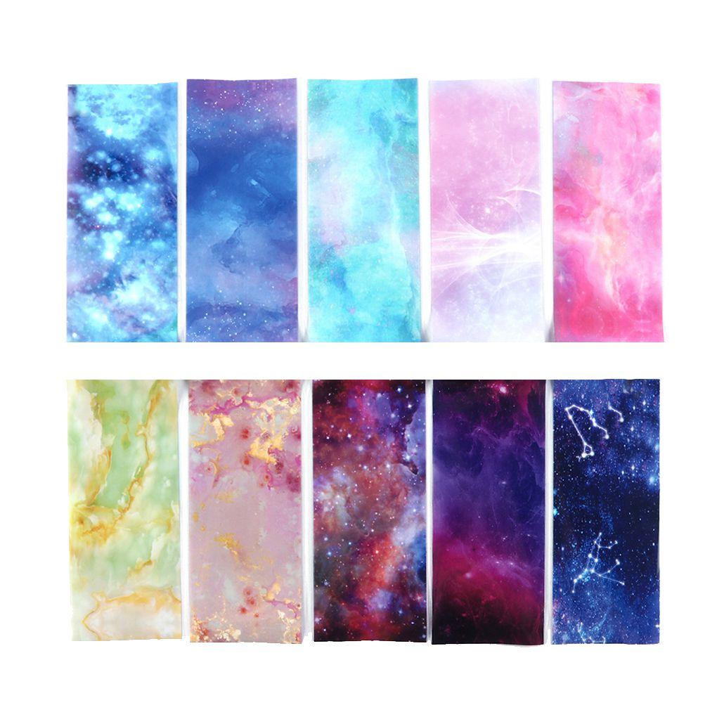 

10pcs Art Foil Stickers Gradient Starry Sky Art Transfer Decals Manicure DIY Decoration