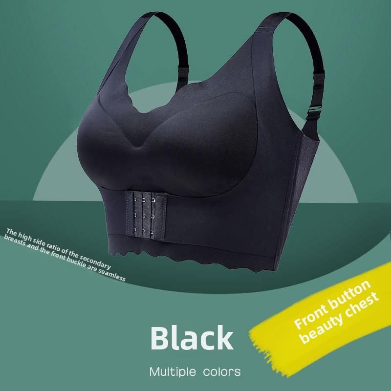 Plus Size Women's Thin Fixed Full Cup No Trace Front Button Adjustment Type Correction Bra