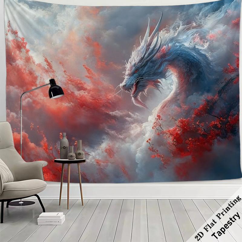 Massive Dragon Fantasy Tapestry Wall Hanging Decor Art Print for Living Room Bedroom Epic Mythology Creature Art 180x280cm