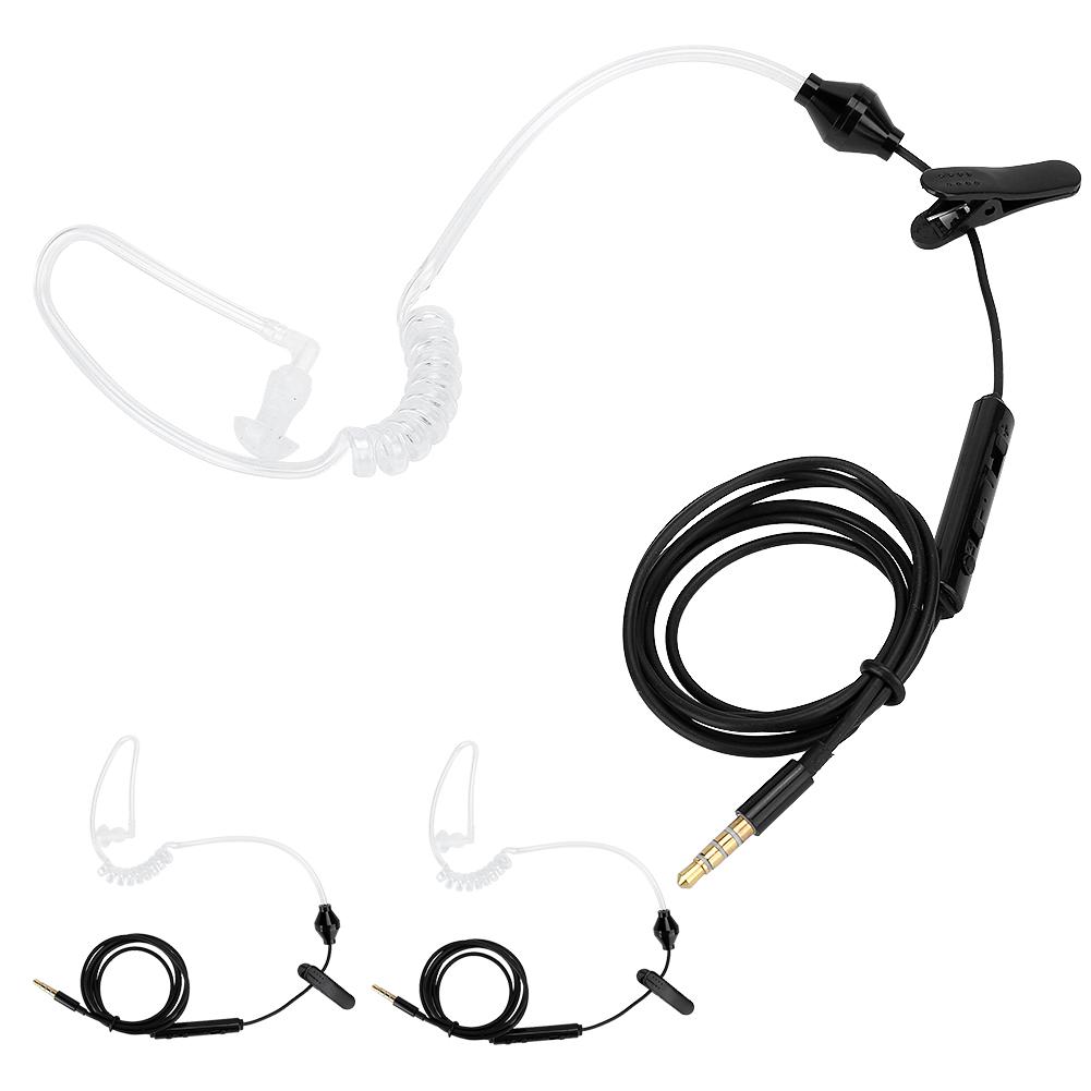 3 Sets HRT‑1 Mobile Phone Air Tube Headset with Microphone 3.5mm Plug Wired EarphoneBlack