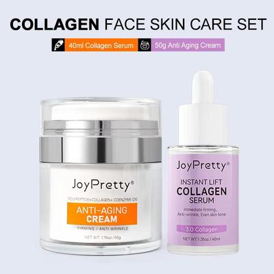 Collagen Peptide Face Serum Anti Wrinkle Facial Cream Set Forehead Cheeks Necks Fine Lines Remover Skin Care Beauty Health