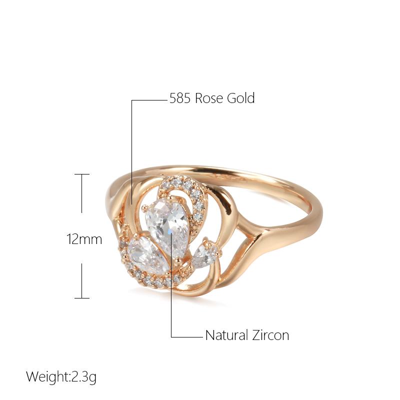 Kristallen Bloem Damesring Glanzend Wit Natuurlijk Zirkoon Roségoud Kleur Bruidsfeest Dagelijkse Sieraden Meisje Beste Cadeau