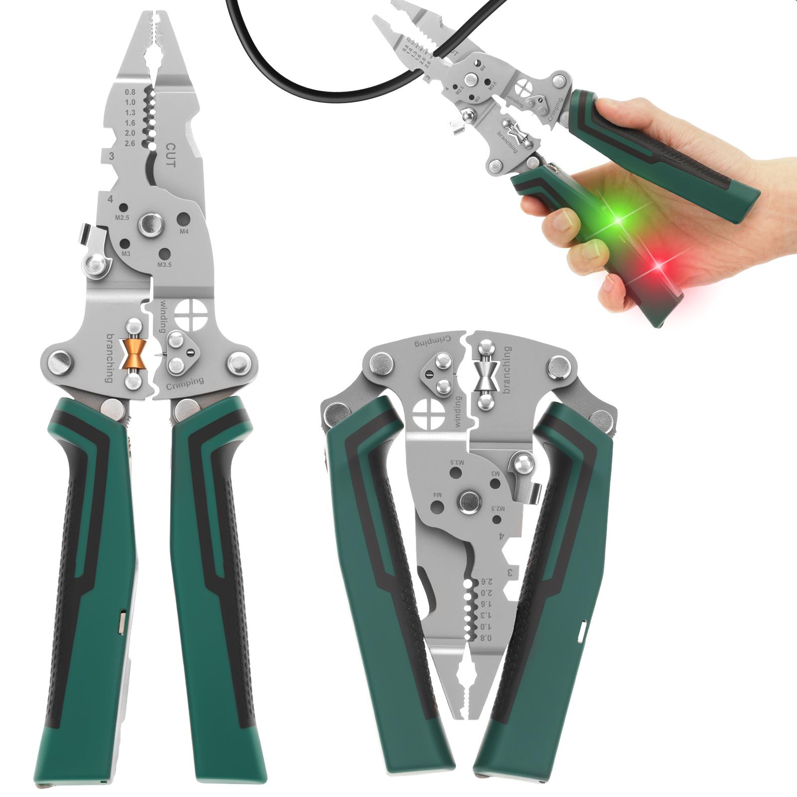 

Складной стриппер для проводов с тестером напряжения Многофункциональные профессиональные плоскогубцы электрика для зачистки, резки, обжима