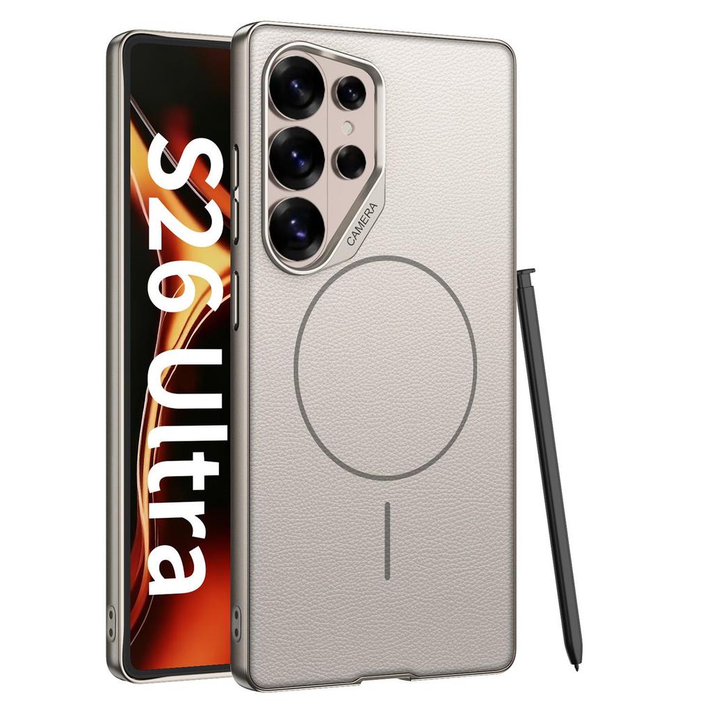 S26 Ultra Magnetic Leather Case with Camera Ring and MagSafe Compatibility