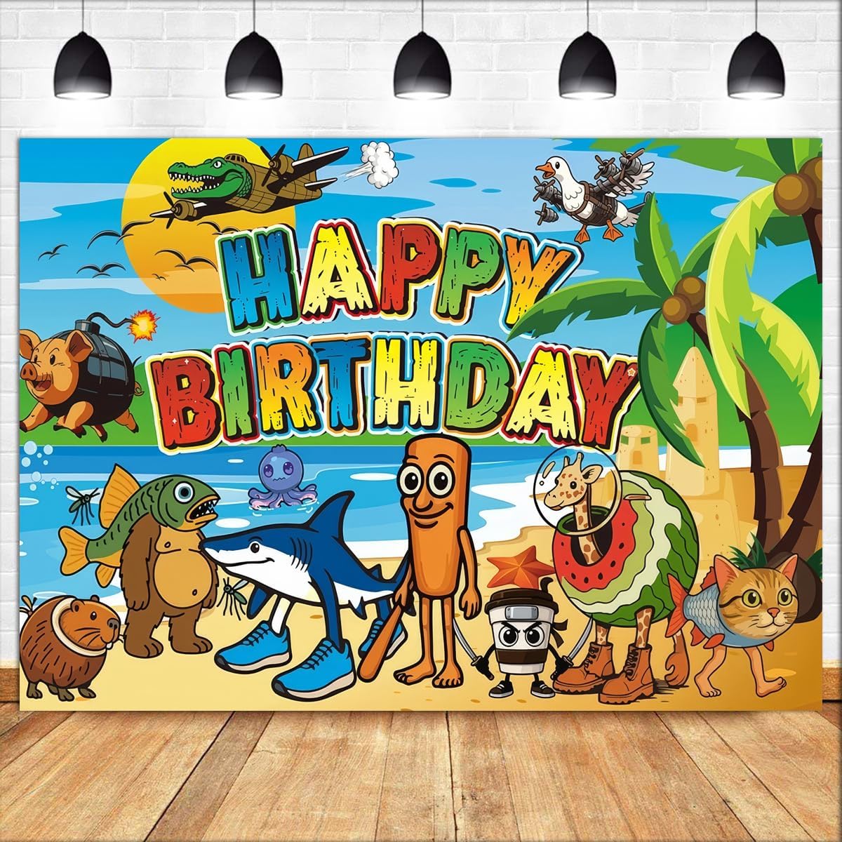 Italian Brainrot Birthday Party Decorations Happy Birthday Banner,Tralalero Tralala Birthday Decorations