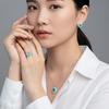 2026 Pigeon Egg Ice Flower Cut Diamond Full Paraiba Green Ring Earrings Pendant Classic Three-piece Set