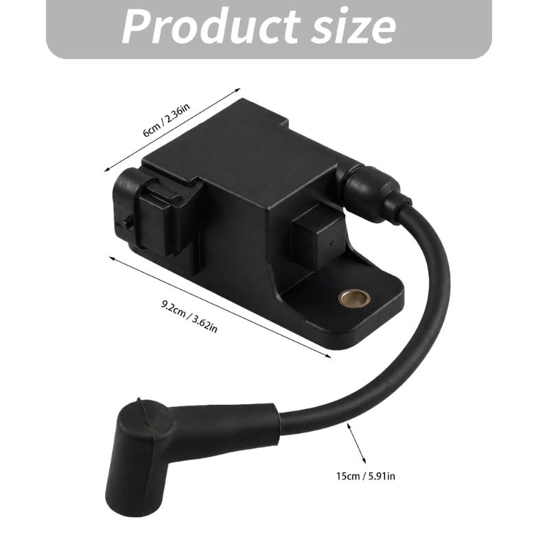 Outboard Ignition Coil 827509T7 for 1996-2007 30-300 Horsepower Applications, with Integrated Lead, Angled Boot and Two Hole Base for Installation
