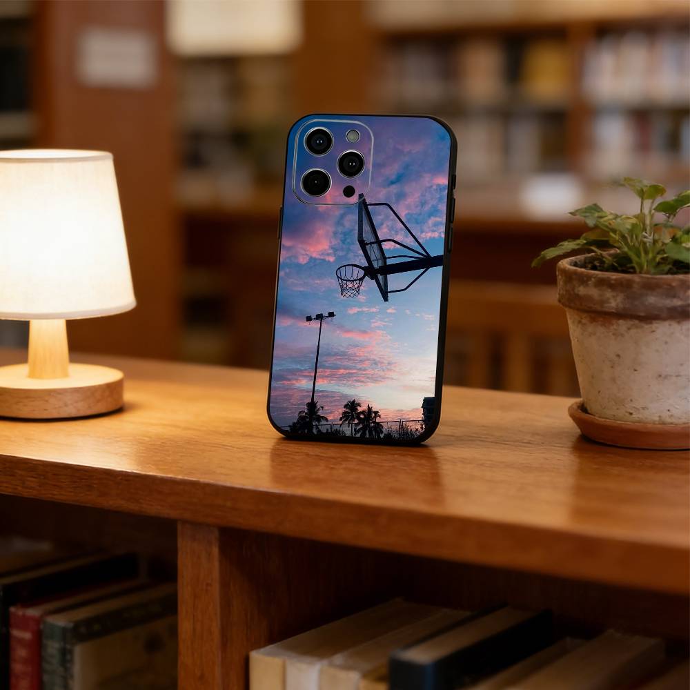 

Sunset Basketball Phone Case Silicone Soft For IPhone 17 16 15 14 13 12 11 X XR Plus Pro Max Plus iPhone16Pro