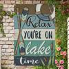 Tin Sign Relax Youre On Lake Time Vintage Beach Boat Plaque Metal Art Wall Decor for Bar Pub Cottage Cabin Garden Patio   Gift