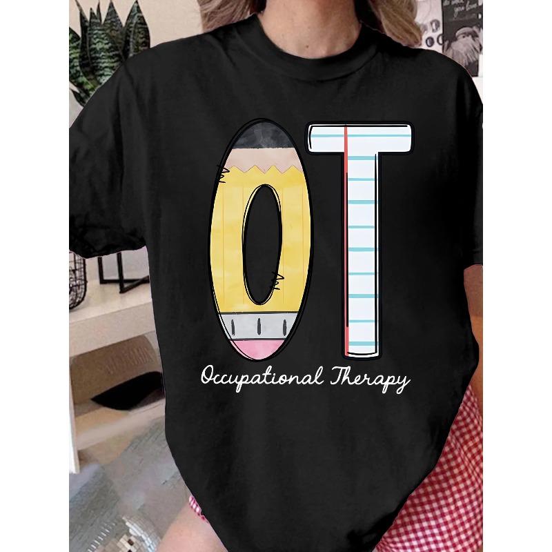 Elegant and Cute Letter Pattern Printed T-shirt. Women's Summer Clothing. Easily Create a Sweet and Casual Look. Suitable for Daily Commuting