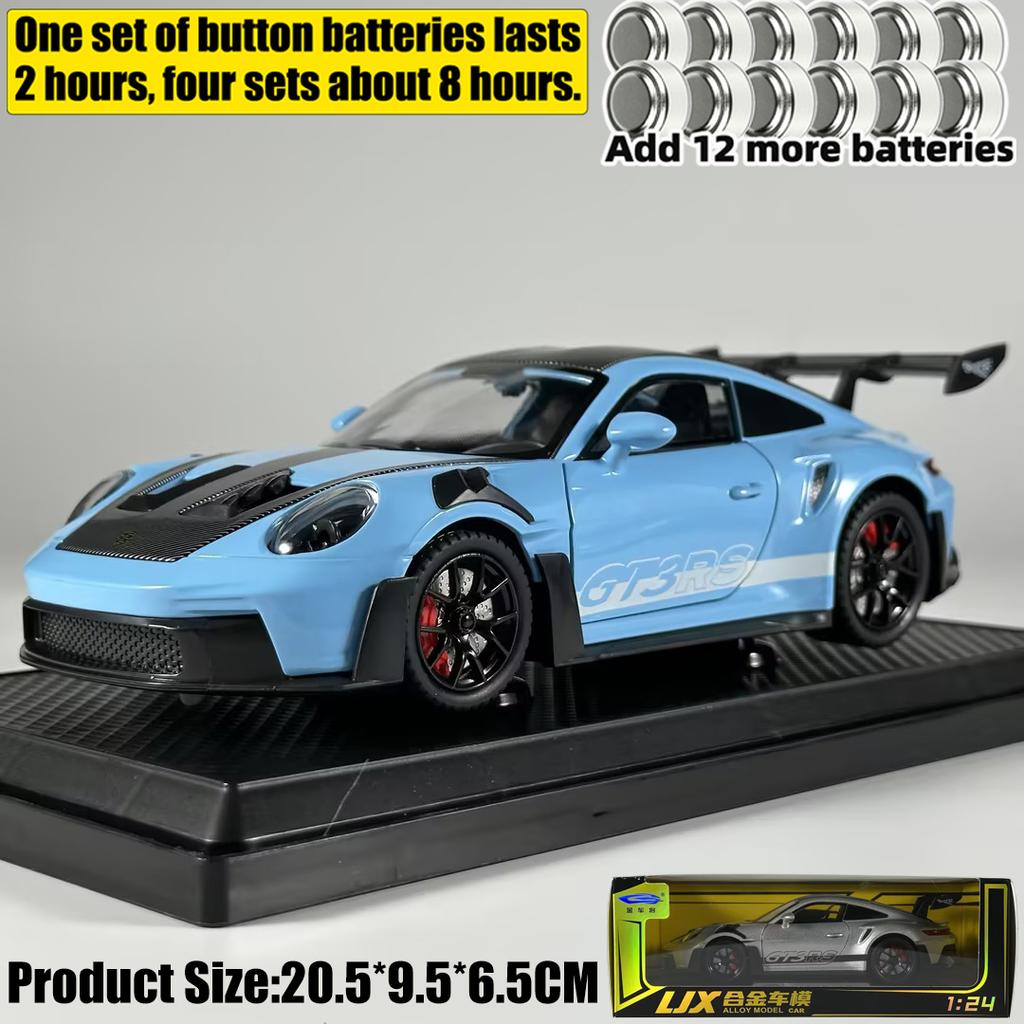 1:24 Porsche 911 GT3 RS 992 Generation GT Sports Car Alloy Metal Diecast Model Car Sound & Light Pull Back Toy Collectibles Gift